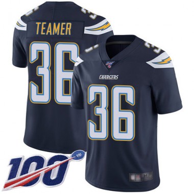 Los Angeles Chargers NFL Football Roderic Teamer Navy Blue Jersey Men Limited  #36 Home 100th Season Vapor Untouchable->youth nfl jersey->Youth Jersey